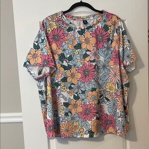 SHEIN Multicolor Floral Short Sleeve Top